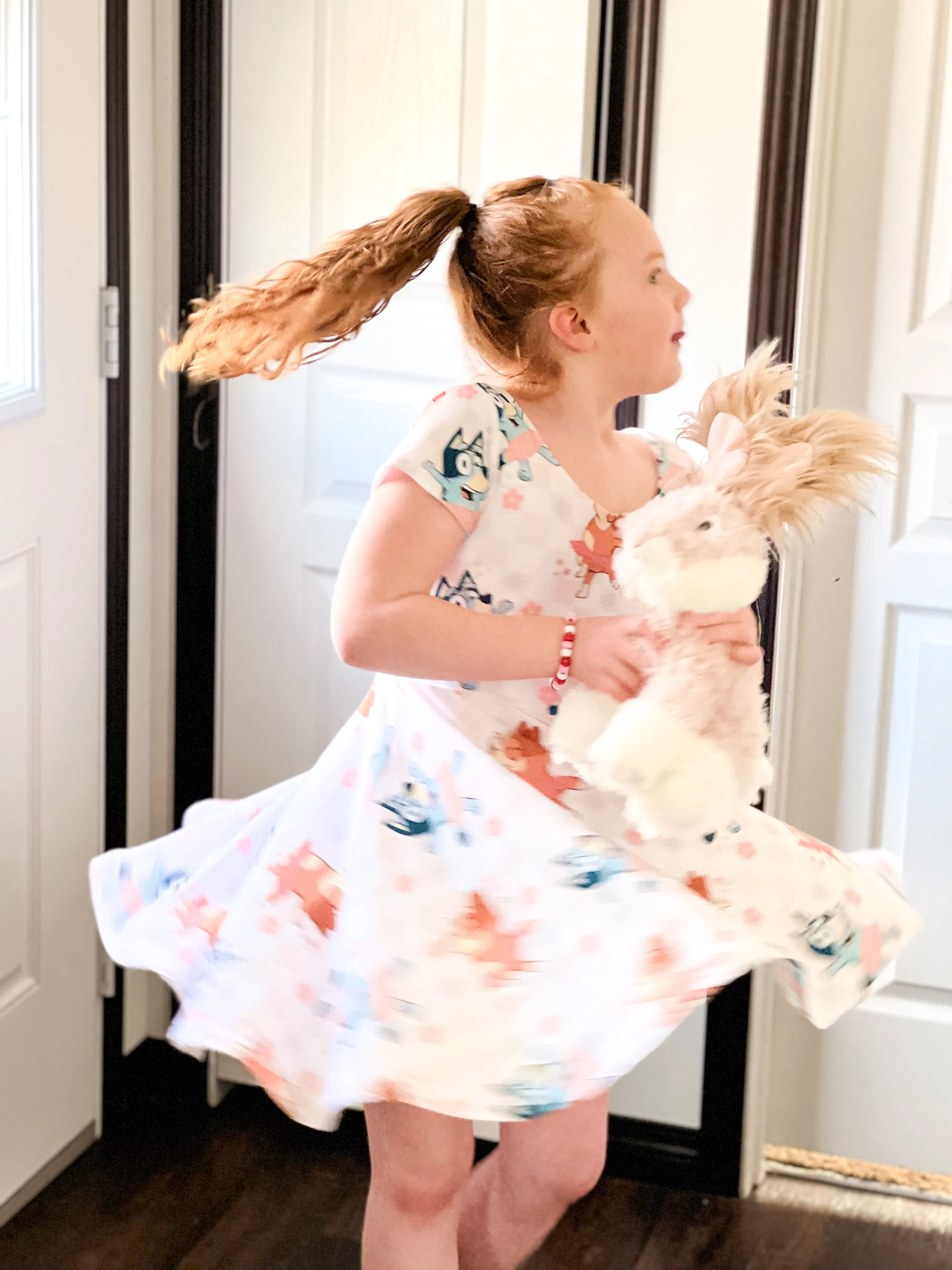 Blue Dog Checkered Twirl Dress